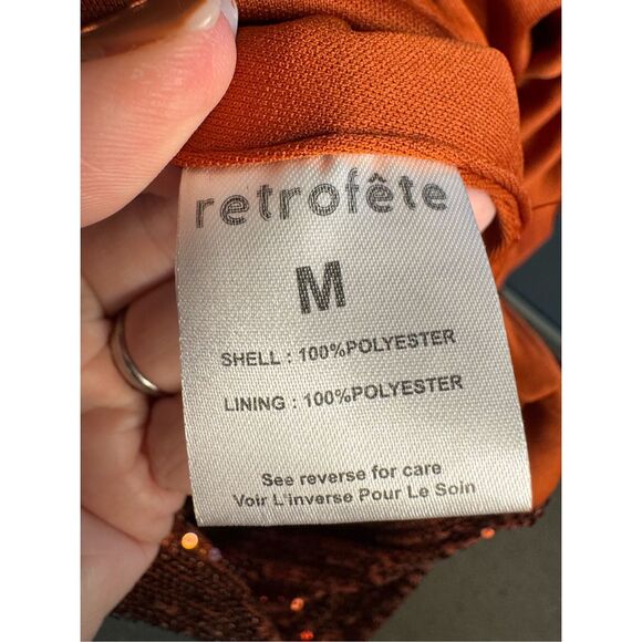 Retrofete NWT Flynn Ruched Sequin Tulle Mini Dress in Copper Size M - Picture 8 of 11